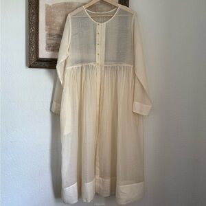 Chan Luu Hand-Beaded Sheer Cotton/Silk Duster Jacket in Cream
